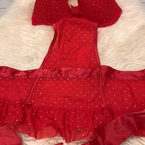 La Senza Red Lingerie with Attached Bra and Tie Up Skirt Dress in Large NWT - Picture 2 of 9